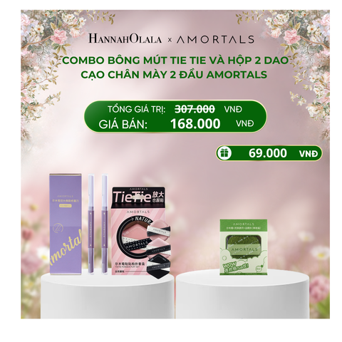  DEAL 4: COMBO BÔNG MÚT TIE TIE VÀ HỘP 2 DAO CẠO CHÂN MÀY 2 ĐẦU AMORTALS 
