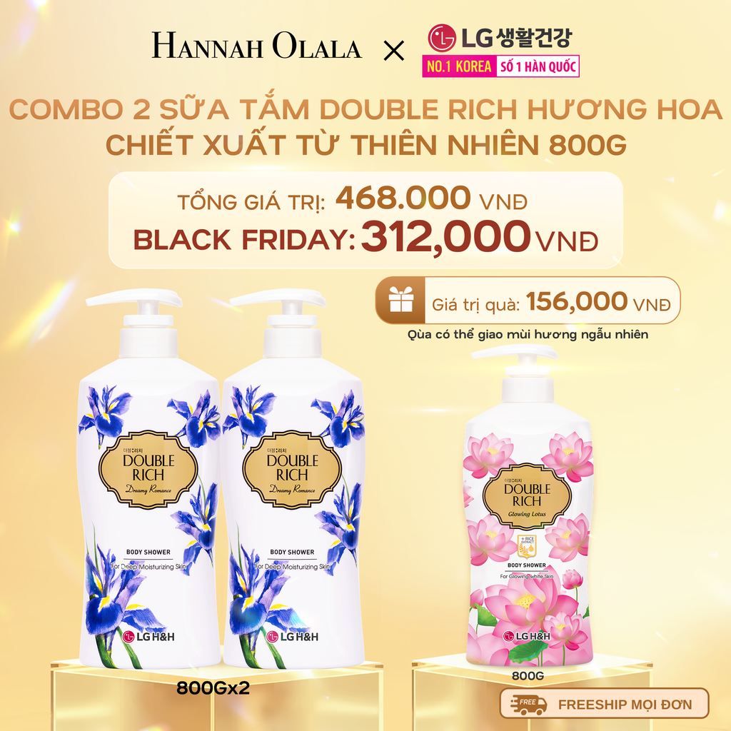  DEAL15: COMBO 2 SỮA TẮM DOUBLE RICH HƯƠNG HOA CHIẾT XUẤT TỪ THIÊN NHIÊN 800ML 