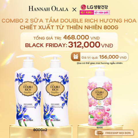  DEAL15: COMBO 2 SỮA TẮM DOUBLE RICH HƯƠNG HOA CHIẾT XUẤT TỪ THIÊN NHIÊN 800ML 