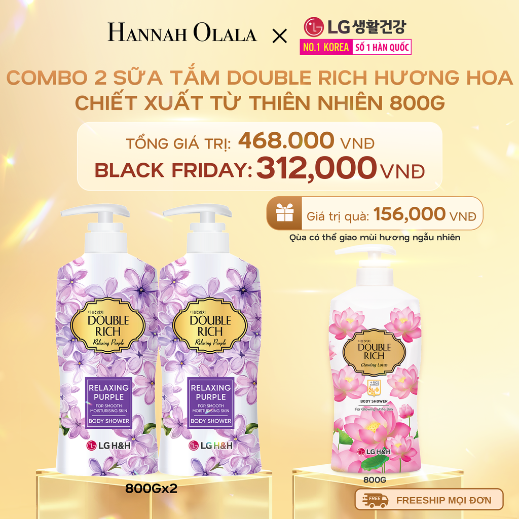  DEAL15: COMBO 2 SỮA TẮM DOUBLE RICH HƯƠNG HOA CHIẾT XUẤT TỪ THIÊN NHIÊN 800ML 