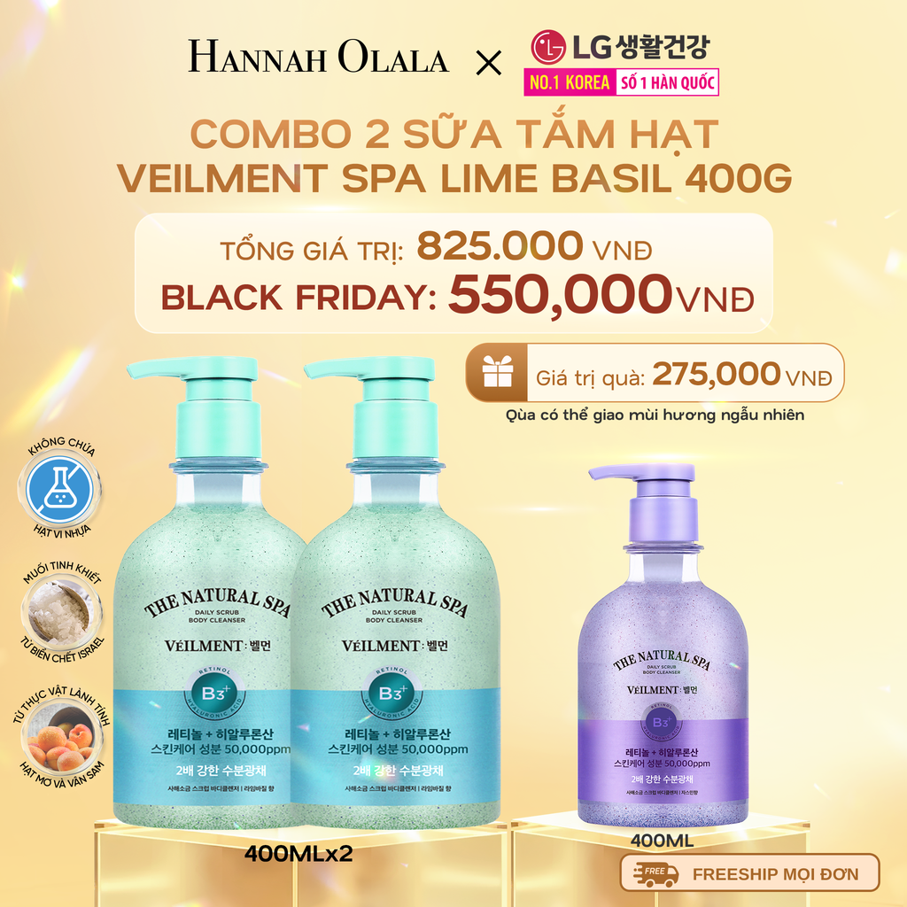  DEAL 01: COMBO 2 SỮA TẮM HẠT VEILMENT SPA LIME BASIL 400G 