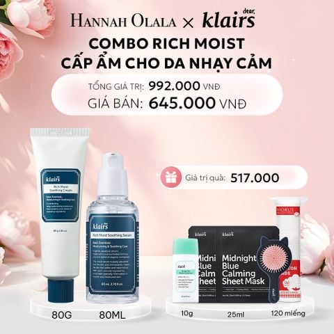  E958: DEAL 10: COMBO CẤP ẨM CHUYỂN SÂU:
1PSC DEAR, KLAIRS TINH CHẤT RICH MOIST SOOTHING SERUM 80ML (IP04) VER 2 + 1PCS DEAR, KLAIRS KEM DƯỠNG RICH MOIST SOOTHING CREAM 80G (IP04) 