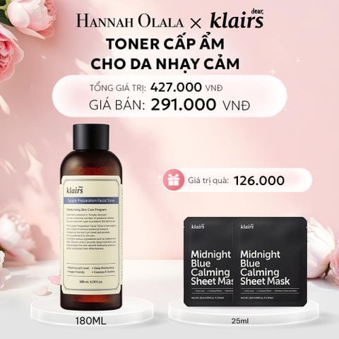  E959: DEAL 2: DEAR, KLAIRS NƯỚC HOA HỒNG SUPPLE PREPARATION FACIAL TONER 180ML 