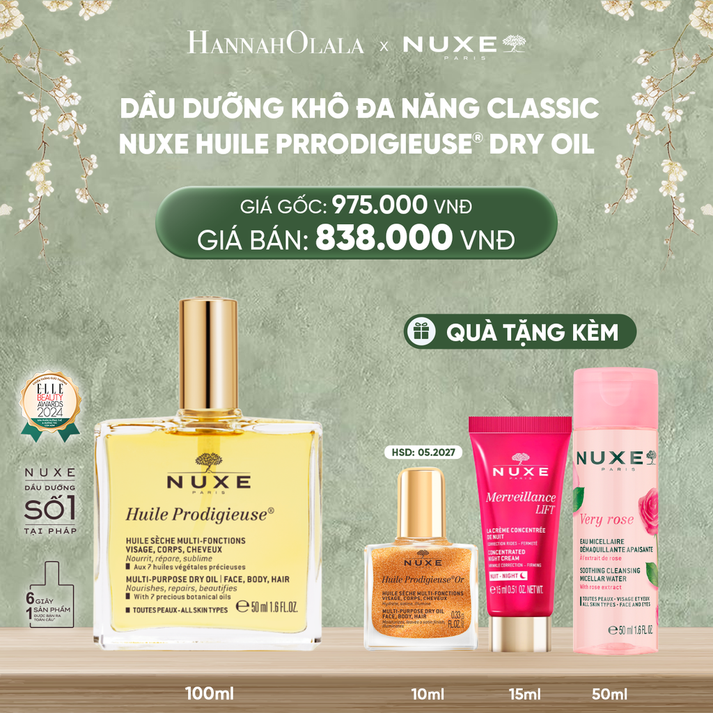  DEAL 1: DẦU DƯỠNG KHÔ ĐA NĂNG NUXE HUILE PRODIGIEUSE 100ML (CHỌN HƯƠNG) 