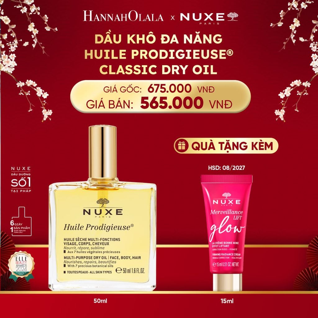  DEAL 3: DẦU DƯỠNG KHÔ ĐA NĂNG NUXE HUILE PRODIGIEUSE 50ML (CHỌN HƯƠNG) 