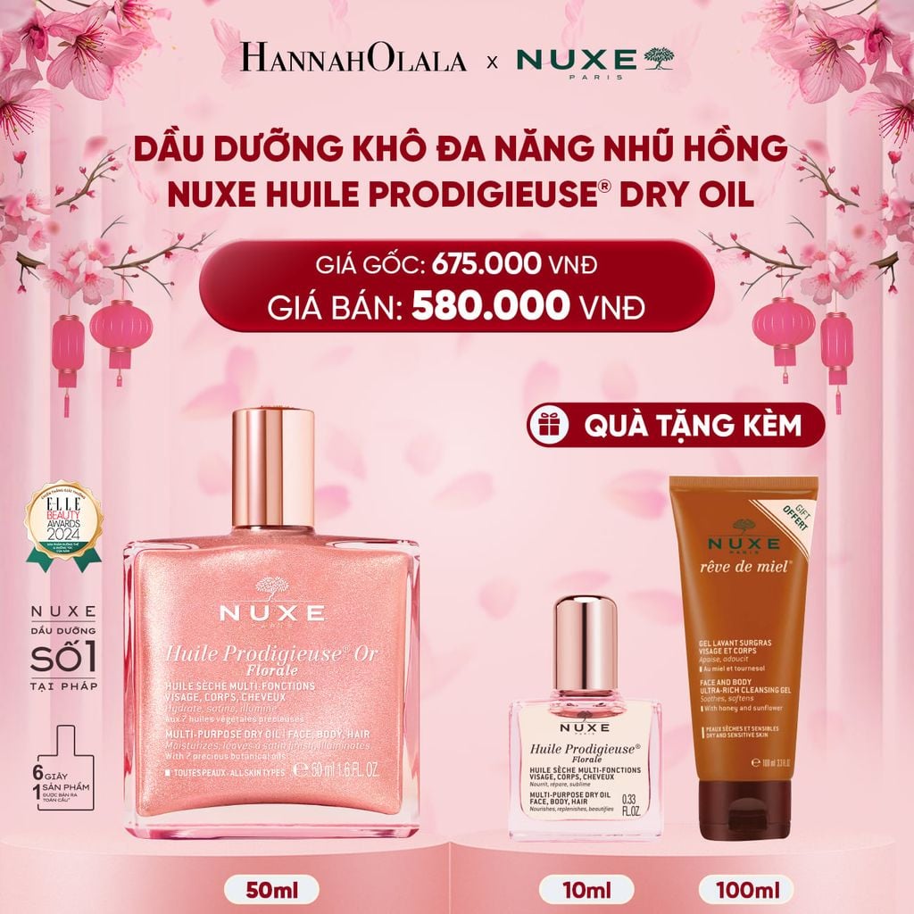  DEAL 4: DẦU DƯỠNG KHÔ ĐA NĂNG ÁNH NHŨ NUXE HUILE PRODIGIEUSE SHIMMERING 50ML (CHỌN HƯƠNG) 