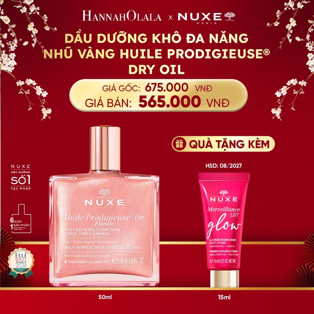  DEAL 4: DẦU DƯỠNG KHÔ ĐA NĂNG ÁNH NHŨ NUXE HUILE PRODIGIEUSE SHIMMERING 50ML (CHỌN HƯƠNG) 