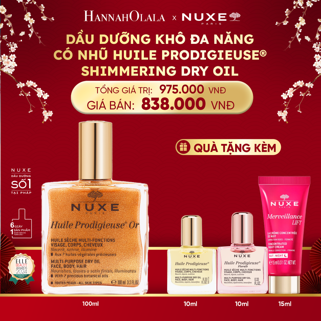  DEAL 2: DẦU DƯỠNG KHÔ ĐA NĂNG ÁNH NHŨ NUXE HUILE PRODIGIEUSE SHIMMERING 100ML 
