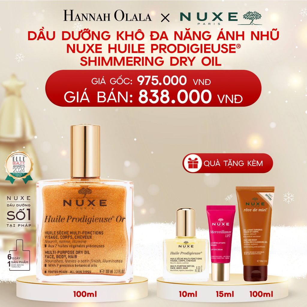  A136_DEAL 2: DẦU DƯỠNG KHÔ ĐA NĂNG ÁNH NHŨ NUXE HUILE PRODIGIEUSE SHIMMERING 100ML 