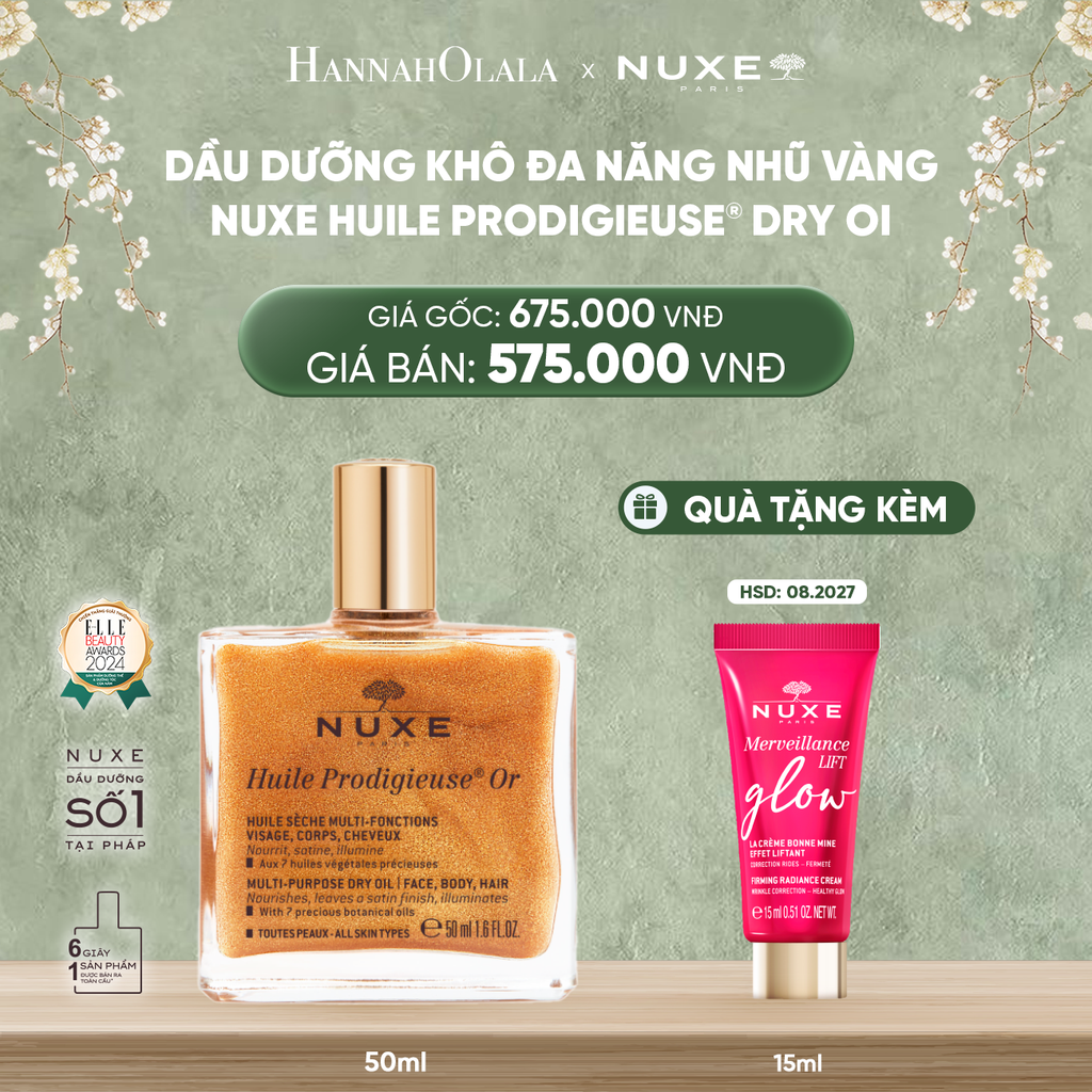  DEAL 4: DẦU DƯỠNG KHÔ ĐA NĂNG ÁNH NHŨ NUXE HUILE PRODIGIEUSE SHIMMERING 50ML (CHỌN HƯƠNG) 