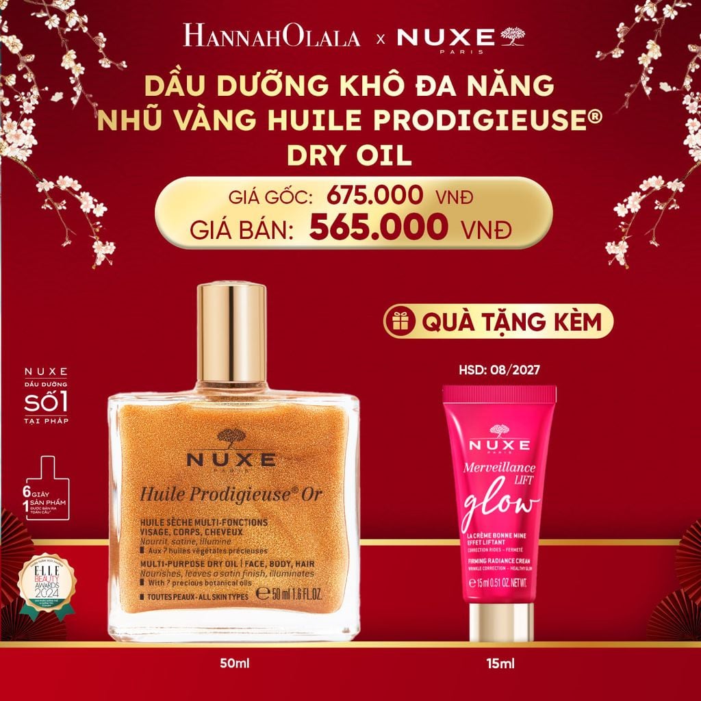  DEAL 4: DẦU DƯỠNG KHÔ ĐA NĂNG ÁNH NHŨ NUXE HUILE PRODIGIEUSE SHIMMERING 50ML (CHỌN HƯƠNG) 