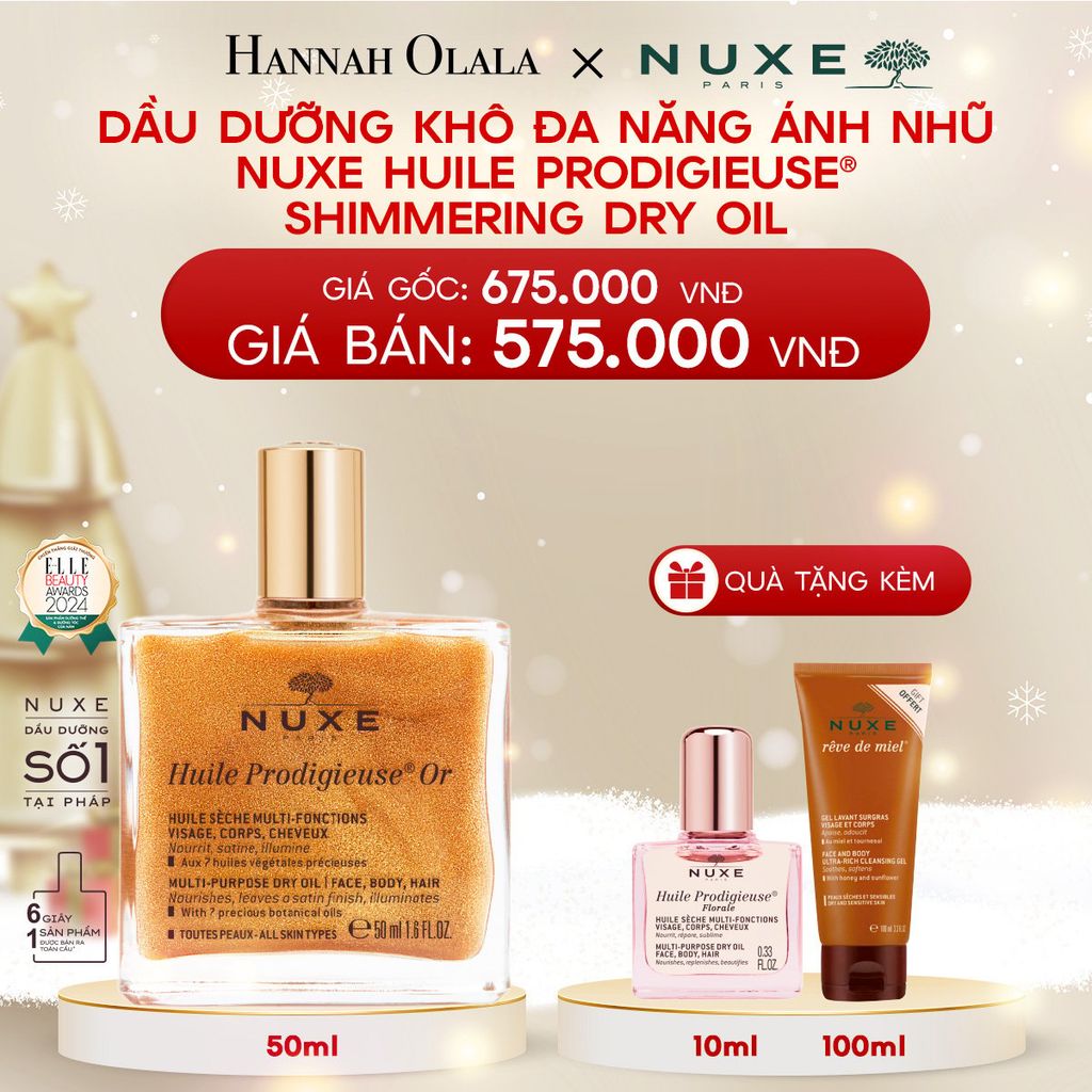  A139_DEAL 4: DẦU DƯỠNG KHÔ ĐA NĂNG ÁNH NHŨ NUXE HUILE PRODIGIEUSE SHIMMERING 50ML (CHỌN HƯƠNG) 