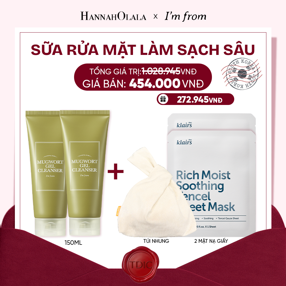  COMBO 02 I'M FROM SỮA RỬA MẶT MUGWORT GEL CLEANSER 150ML_M90 