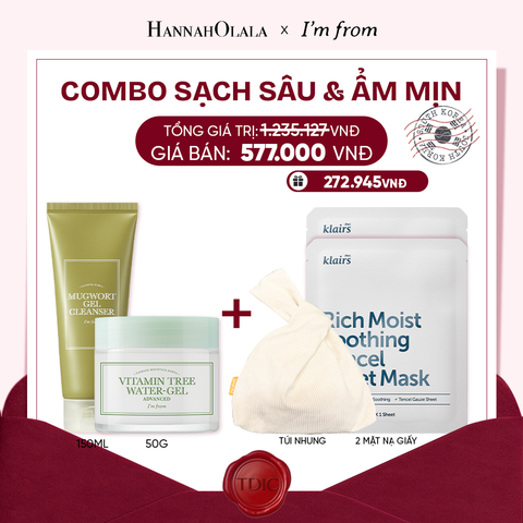  COMBO 01 I'M FROM SỮA RỬA MẶT MUGWORT GEL CLEANSER 150ML  + 01 I'M FROM KEM DƯỠNG VITAMIN TREE WATER-GEL ADVANCED 75G_M91 