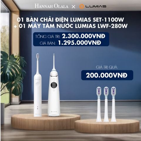  [FLASHSALE] COMBO CHĂM SÓC RĂNG MIỆNG: 01 BÀN CHẢI ĐIỆN LUMIAS SET-1100W + 01 MÁY TĂM NƯỚC LUMIAS LWF-280W (DUNG TÍCH 280ML) - DEAL 24 