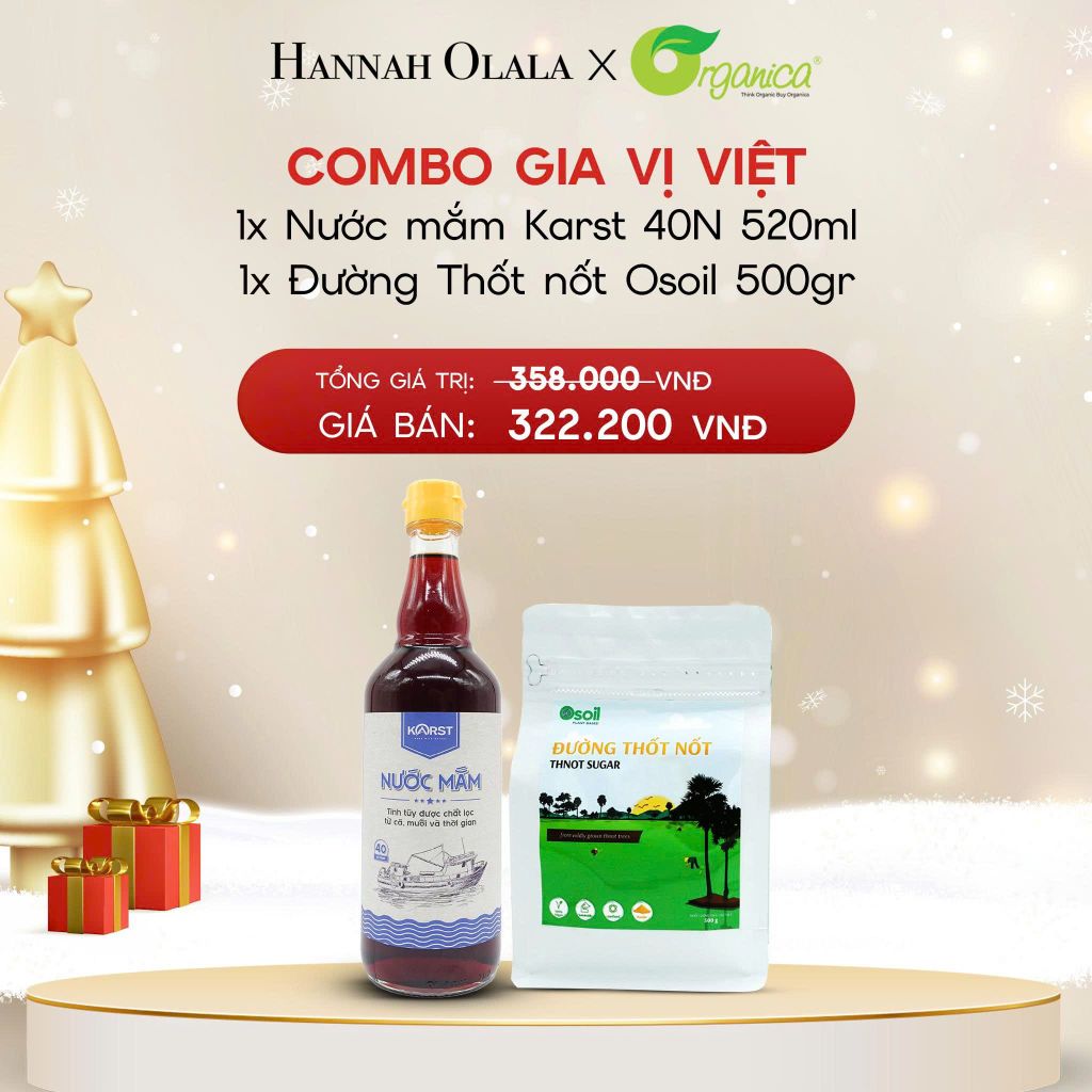  A1775_DEAL 11: COMBO GIA VỊ VIỆT 1X NƯỚC MẮM KARST 40N 520ML 1X ĐƯỜNG THỐT NỐT OSOIL 500GR 