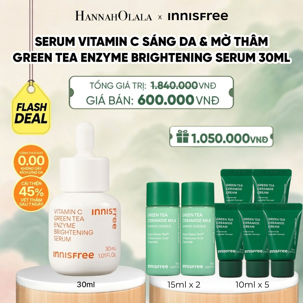  [FLASH DEAL] SERUM VITAMIN C SÁNG DA MỜ THÂM MỤN INNISFREE GREEN TEA ENZYME BRIGHTENING 30ML - A1624 