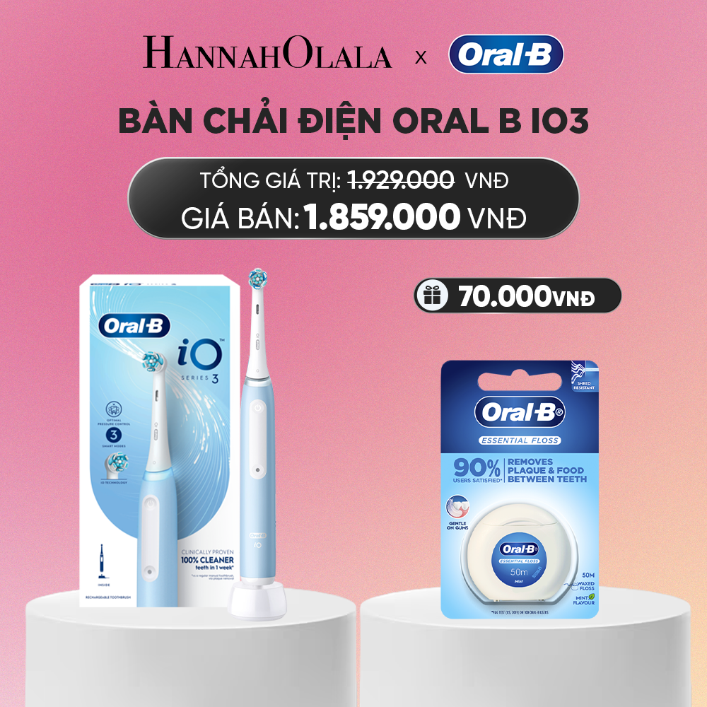  BÀN CHẢI ĐIỆN ORAL-B iO3 CHÍNH HÃNG - CÔNG NGHỆ BẢO VỆ NƯỚU CHỦ ĐỘNG – LÀM SẠCH SÂU – CHỐNG NƯỚC IPX7_ A3008 