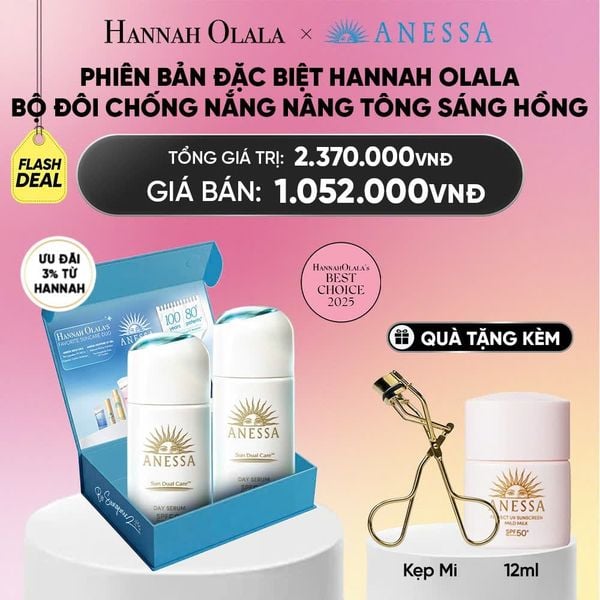  HỘP QUÀ PHIÊN BẢN ĐẶC BIỆT HANNAH OLALA - COMBO SERUM CHỐNG NẮNG DƯỠNG DA NÂNG TÔNG NGĂN NGỪA LÃO HÓA ANESSA DAY SERUM SPF50+ PA++++ 30MLX2 - DEAL 16_A2334 