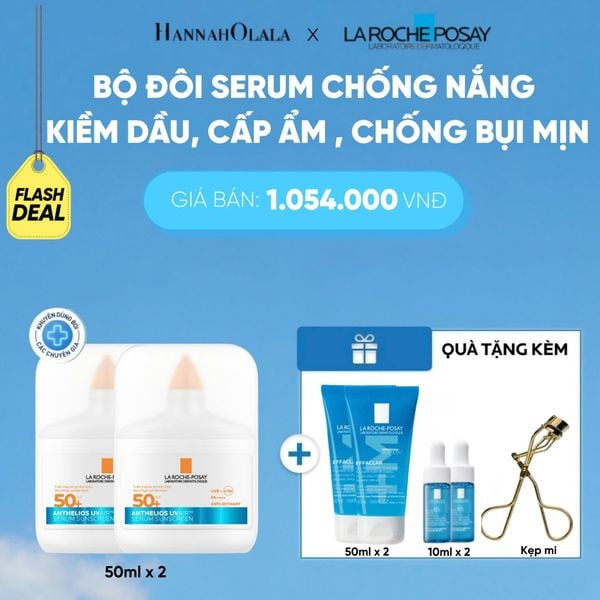  [MỚI] BỘ ĐÔI CHỐNG NẮNG DẠNG SERUM SIÊU MỎNG NHẸ KIỀM DẦU 16H CẤP ẨM 24H CHỐNG BỤI MỊN ANTHELIOS UVAIR SPF50+ 50ML DEAL 18: - B10 