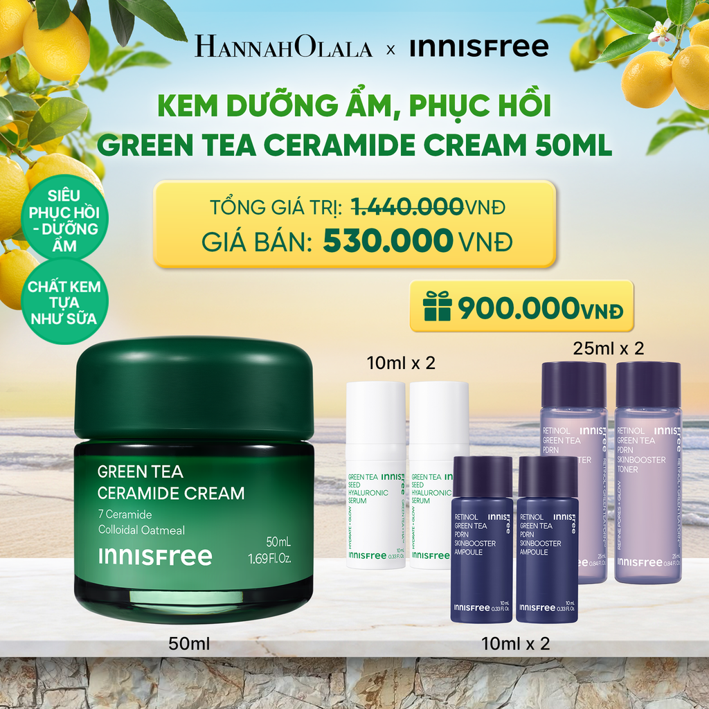  KEM DƯỠNG CẤP ẨM PHỤC HỒI INNISFREE GREEN TEA CERAMIDE CREAM 50ML - A1981 