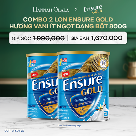  DEAL 5: COMBO 2 LON ENSURE GOLD DẠNG BỘT 800G (VANI ÍT NGỌT) 