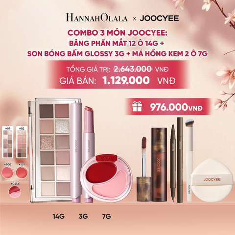  COMBO 3: BẢNG MẮT 12 Ô + MÁ KEM 2 Ô + SON BÓNG BẤM - A1343 