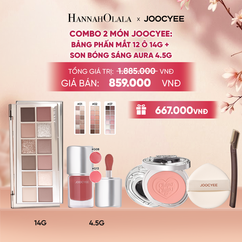  COMBO 2: BẢNG PHẤN MẮT 12 Ô + SON BÓNG AURA - A1352 