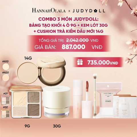  COMBO 3: BẢNG TẠO KHỐI 9G + KEM LÓT 30G + CUSHION TRÀ KIỀM DẦU MỚI 14G - A1280 