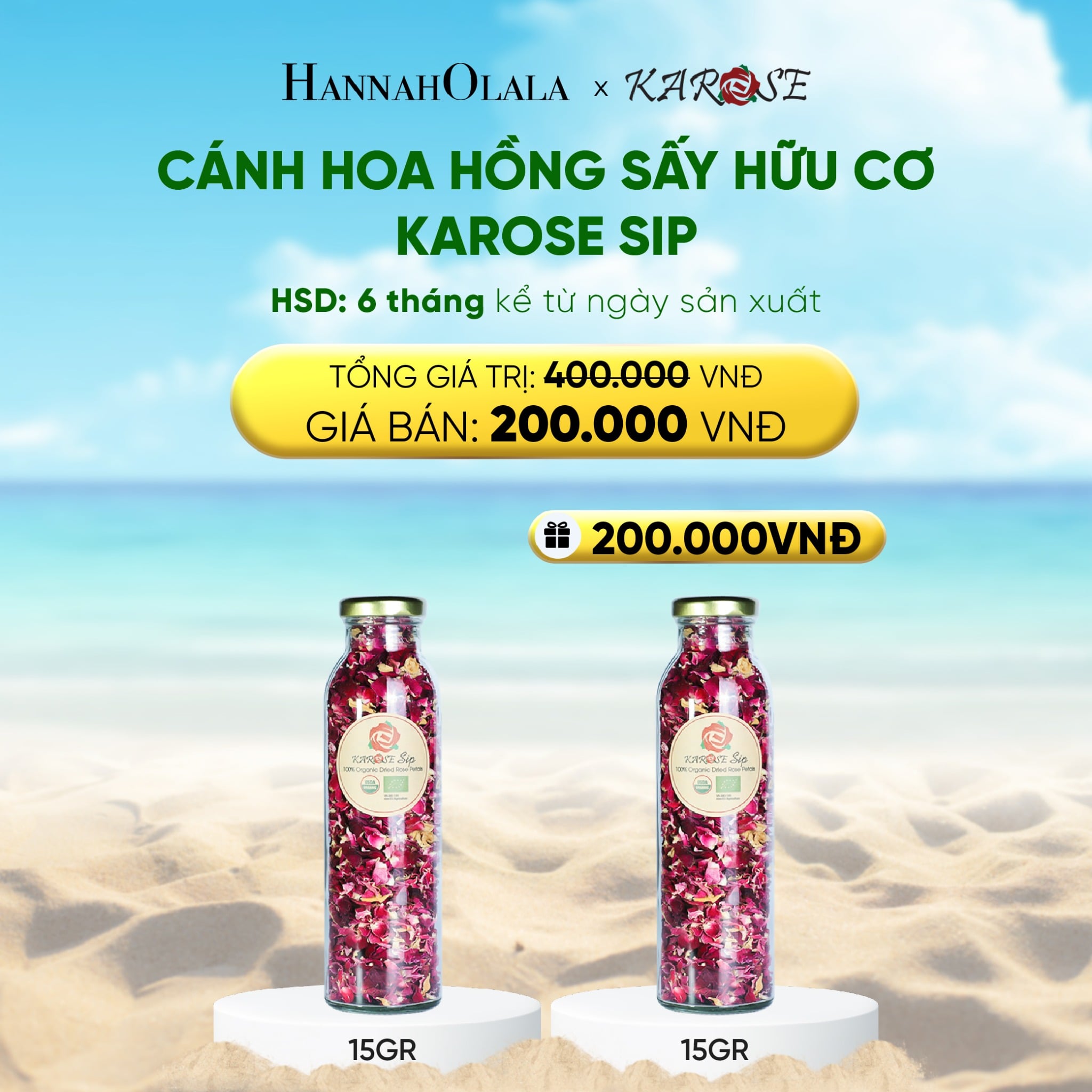 Cánh Hoa Hồng Sấy Hữu Cơ Karose SIP 15gr