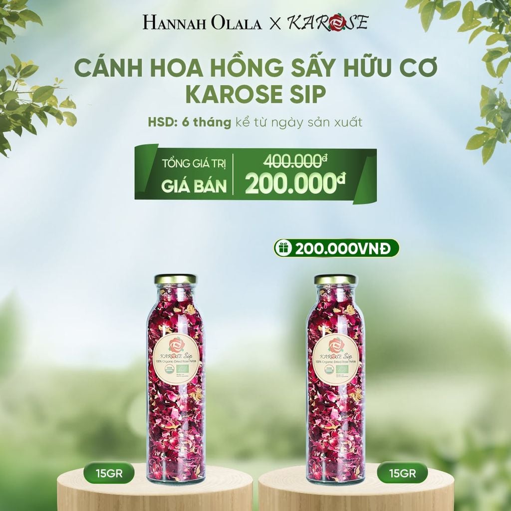  E22_DEAL 2: CÁNH HOA HỒNG SẤY HỮU CƠ KAROSE SIP 15GR 