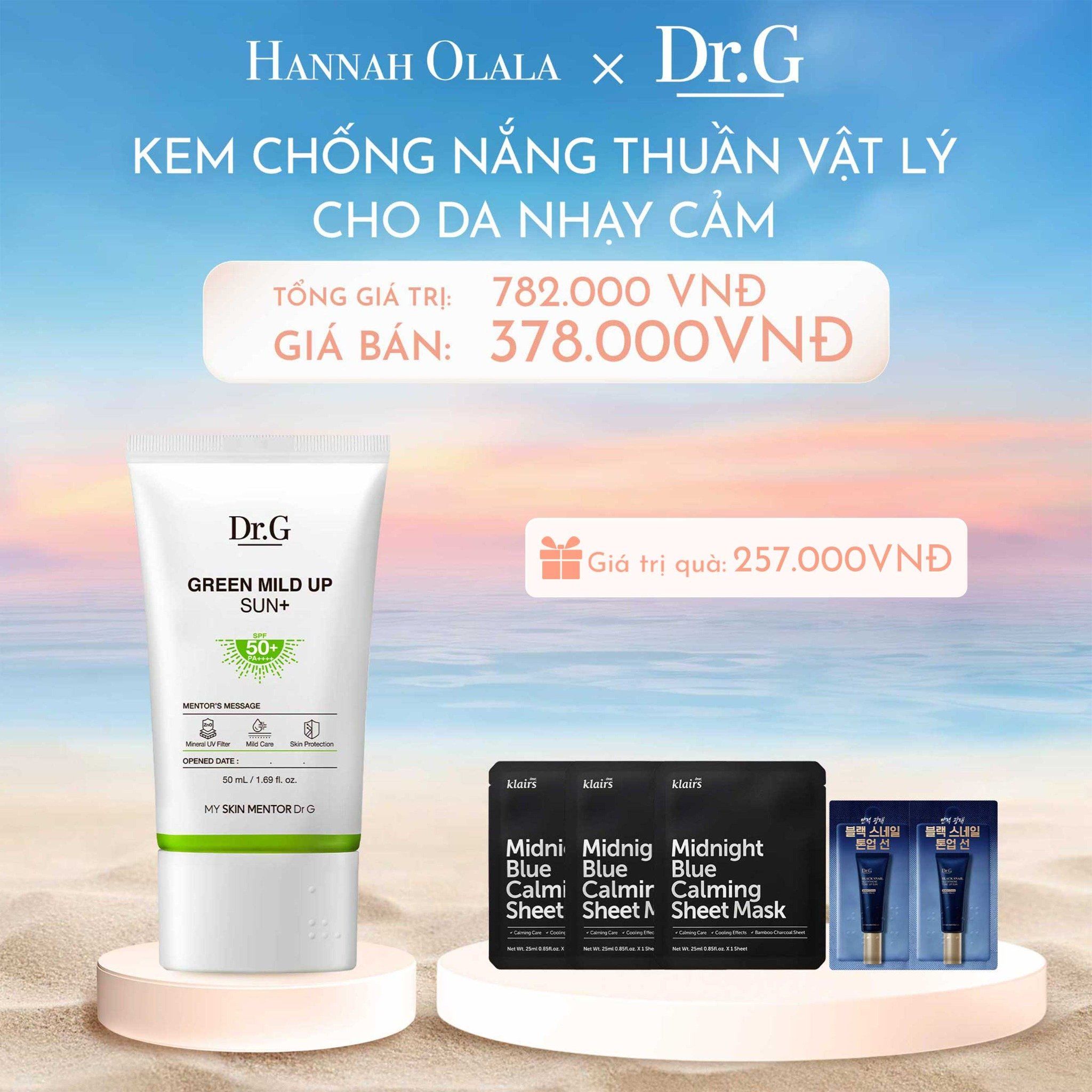  C225_DEAL 3: KEM CHỐNG NẮNG DR.G THUẦN VẬT LÝ GREEN MILD UP SUN+ SPF50+ PA++++ 50ML 