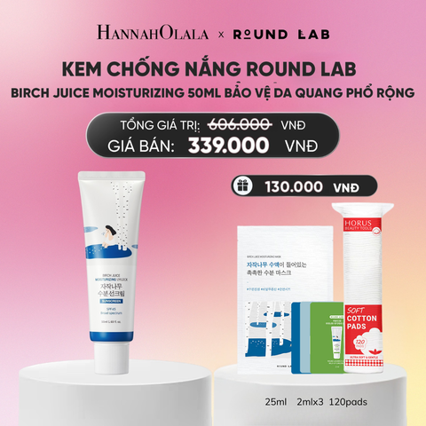  KEM CHỐNG NẮNG ROUND LAB BIRCH JUICE MOISTURIZING 50ML BẢO VỆ DA QUANG PHỔ RỘNG_A655 