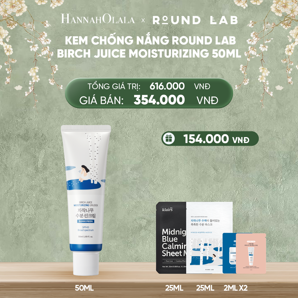  DEAL 2: KEM CHỐNG NẮNG ROUND LAB BIRCH JUICE MOISTURIZING 50ML BẢO VỆ DA QUANG PHỔ RỘNG 