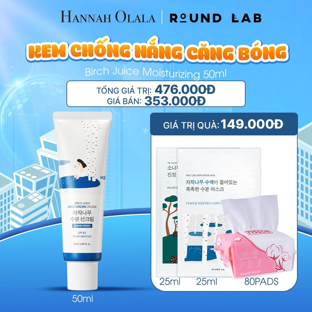  M57_DEAL 3: KEM CHỐNG NẮNG ROUND LAB BIRCH JUICE MOISTURIZING 50ML BẢO VỆ DA QUANG PHỔ RỘNG 