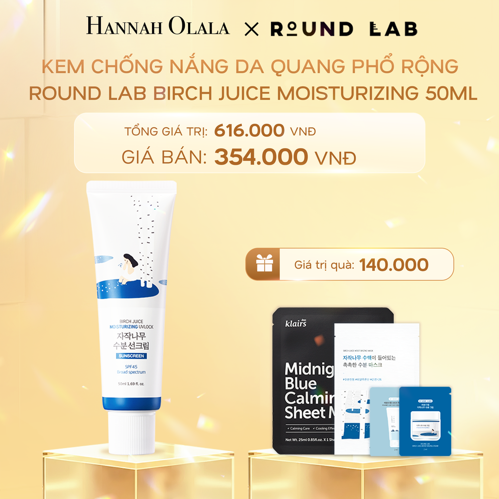  C970_DEAL 2: KEM CHỐNG NẮNG ROUND LAB BIRCH JUICE MOISTURIZING 50ML BẢO VỆ DA QUANG PHỔ RỘNG 