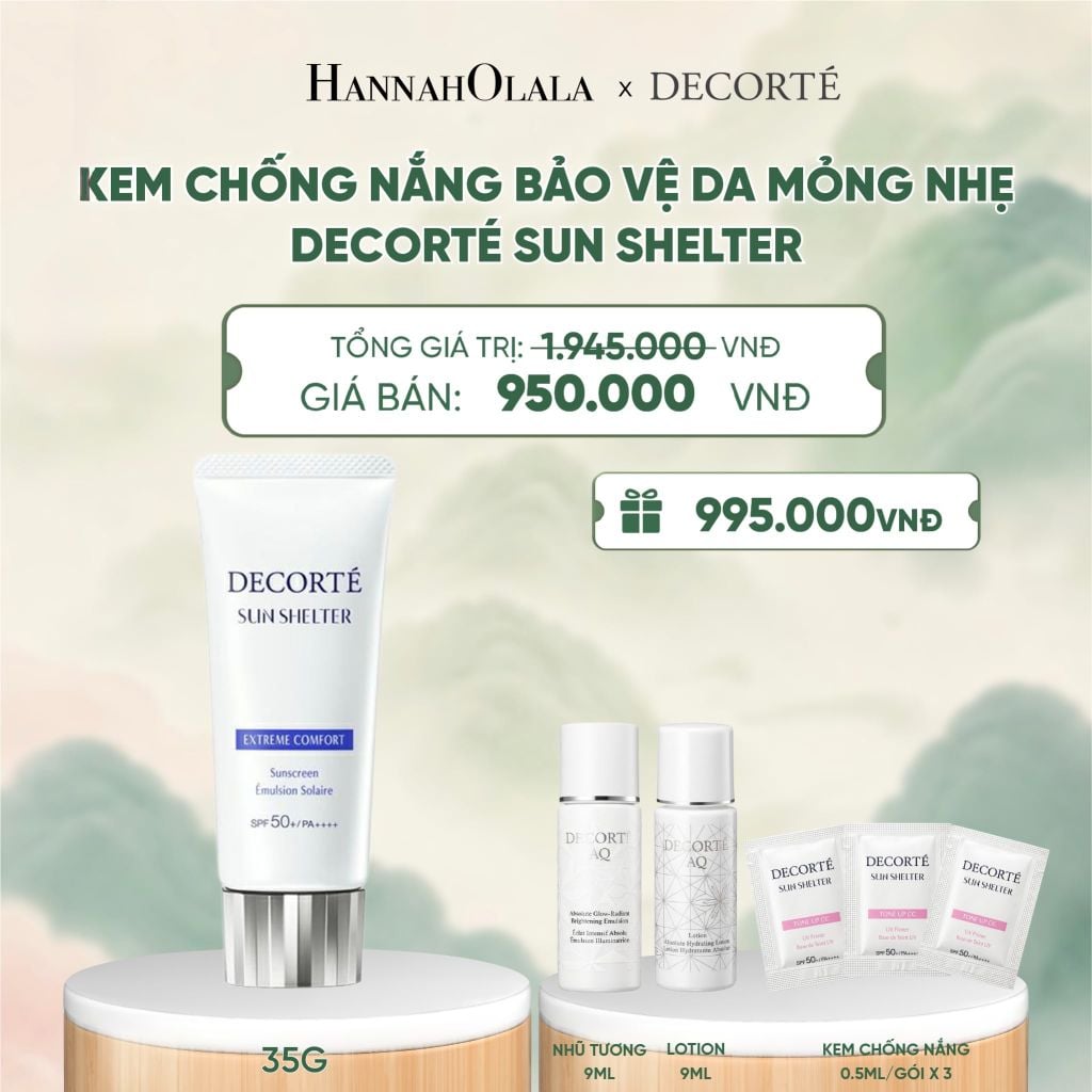  KEM CHỐNG NẮNG DECORTÉ SUN SHELTER _ KHÔNG NÂNG TÔNG - A484 
