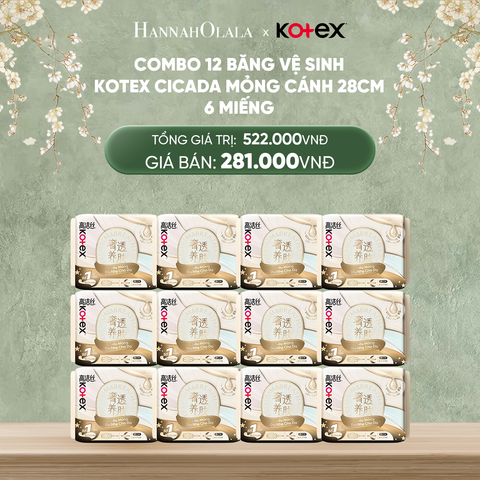  DEAL 3: COMBO 12 BĂNG VỆ SINH KOTEX CICADA MỎNG CÁNH 28CM 6 MIẾNG 