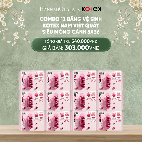  DEAL 4: COMBO 12 BĂNG VỆ SINH KOTEX NAM VIỆT QUẤT SIÊU MỎNG CÁNH 8X36 