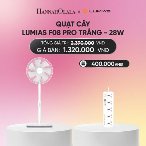  DEAL 14: QUẠT CÂY LUMIAS F08 PRO TRẮNG - 28W, 7 CẤP ĐỘ GIÓ - KẾT NỐI WIFI_A1197 