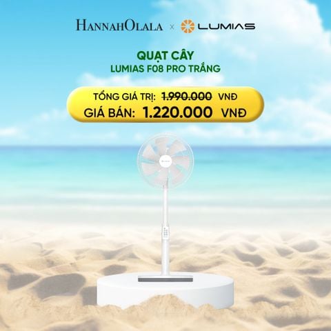  DEAL 16: QUẠT CÂY LUMIAS F08 PRO TRẮNG - 28W, 7 CẤP ĐỘ GIÓ - KẾT NỐI WIFI 