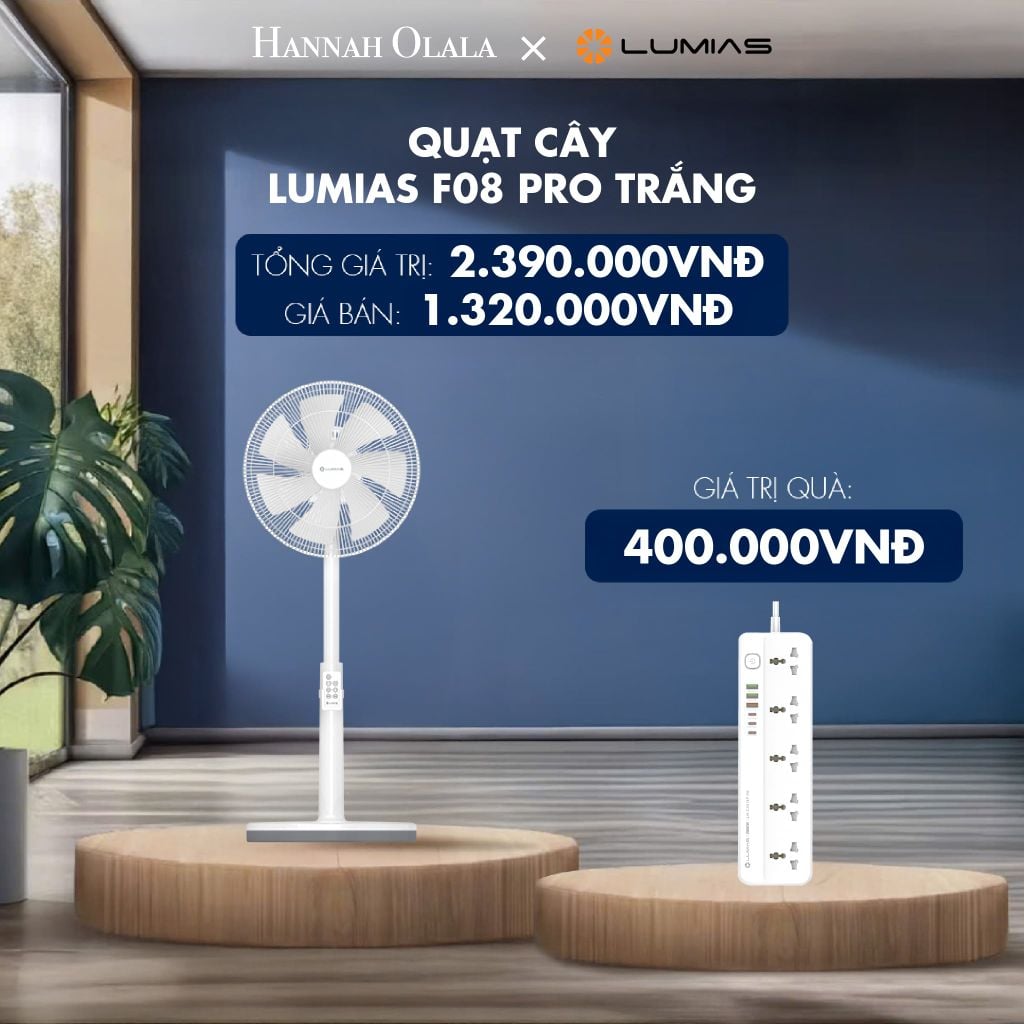  [FLASHSALE] QUẠT CÂY LUMIAS F08 PRO TRẮNG - 28W, 7 CẤP ĐỘ GIÓ - KẾT NỐI WIFI - DEAL 16 