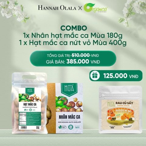  DEAL 5: COMBO 1 X NHÂN MẮC CA MÙA 180GR 1X HẠT MẮC CA SẤY NỨT VỎ MÙA 400GR 