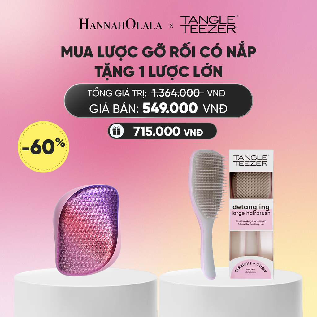  LƯỢC CHẢI GỠ RỐI TÓC ƯỚT CÓ NẮP ĐẬY TIỆN LỢI NÀNG TIÊN CÁ TẶNG LƯỢC GỠ RỐI TÓC ƯỚT LỚN MÀU HỒNG XÁM_A396 
