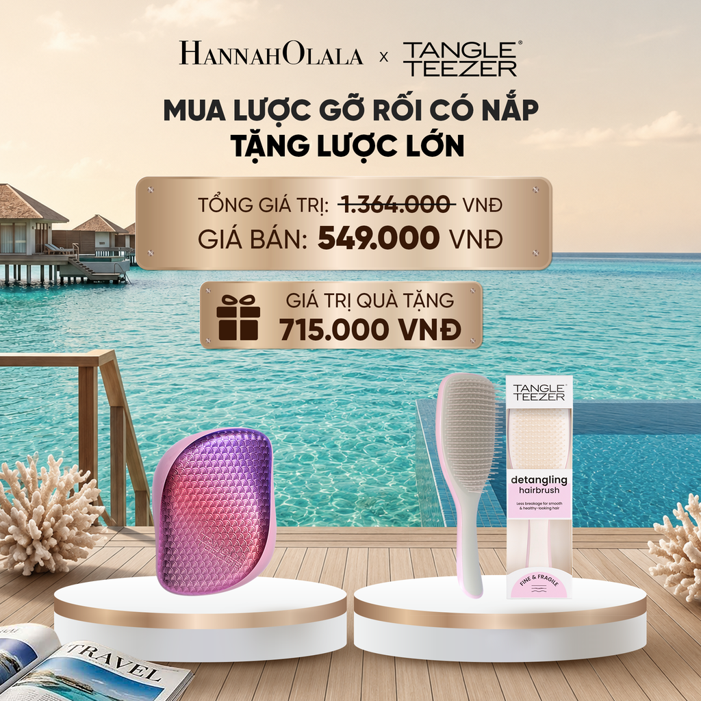  LƯỢC CHẢI GỠ RỐI TÓC ƯỚT CÓ NẮP ĐẬY TIỆN LỢI NÀNG TIÊN CÁ TẶNG LƯỢC GỠ RỐI TÓC ƯỚT LỚN MÀU HỒNG XÁM_ D205 