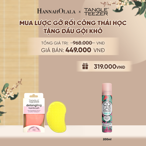  LƯỢC CHẢI GỠ RỐI TÓC ƯỚT CÔNG THÁI HỌC MÀU HỒNG VÀNG TẶNG DẦU GỘI KHÔ COLAB HƯƠNG TRÁI CÂY NHIỆT ĐỚI (KHÔNG ĐỂ LẠI VỆ TRẮNG, SẠCH TÓC TỨC THÌ) - A2449 
