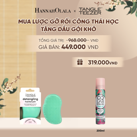 LƯỢC CHẢI GỠ RỐI TÓC ƯỚT CÔNG THÁI HỌC MÀU XANH CORAL TẶNG DẦU GỘI KHÔ COLAB HƯƠNG TRÁI CÂY NHIỆT ĐỚI (KHÔNG ĐỂ LẠI VỆ TRẮNG, SẠCH TÓC TỨC THÌ) - A2450 