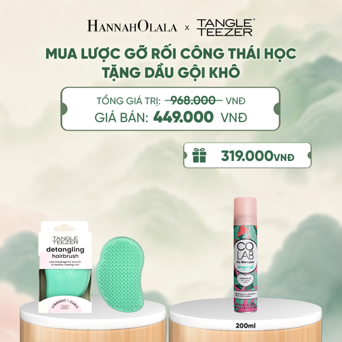  LƯỢC CHẢI GỠ RỐI TÓC ƯỚT CÔNG THÁI HỌC MÀU XANH TẶNG DẦU GỘI KHÔ COLAB HƯƠNG TRÁI CÂY NHIỆT ĐỚI (KHÔNG ĐỂ LẠI VỆ TRẮNG, SẠCH TÓC TỨC THÌ) - A438 