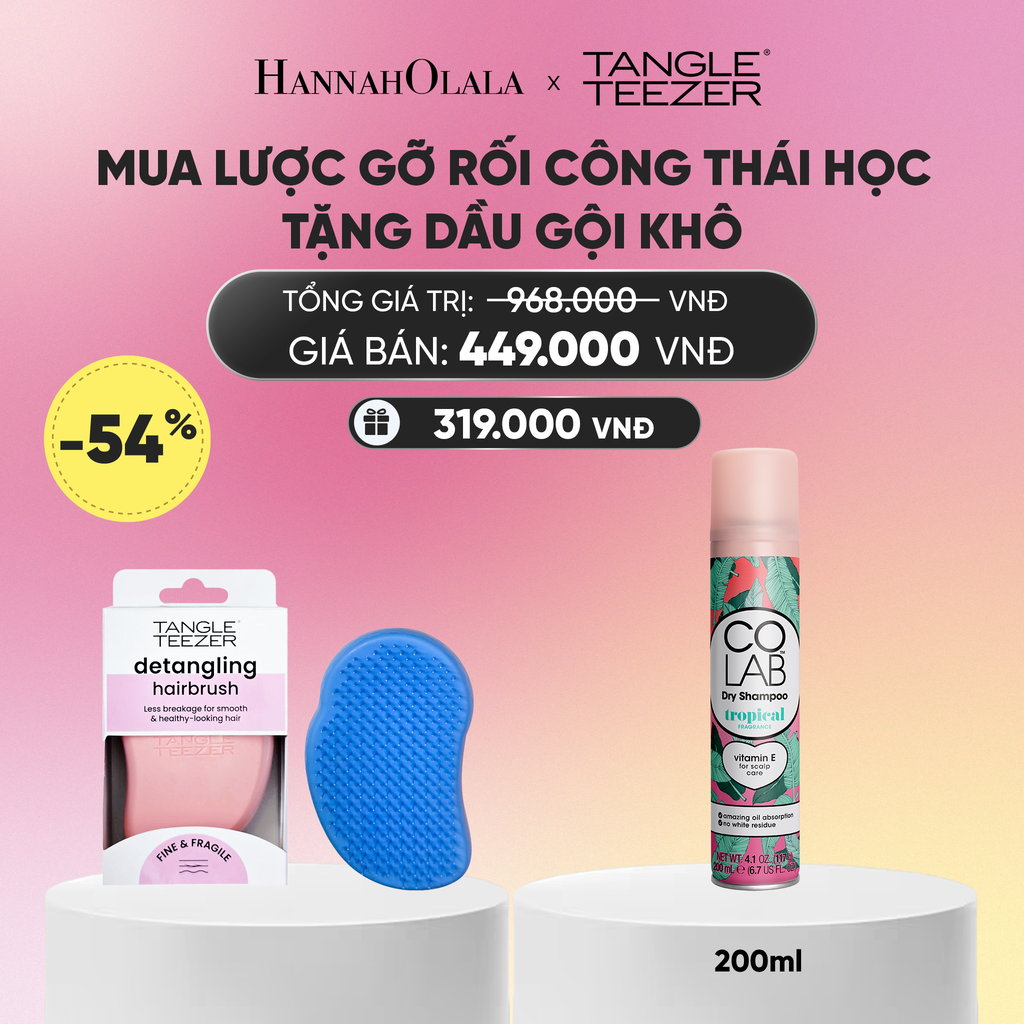  LƯỢC CHẢI GỠ RỐI TÓC ƯỚT MÀU XANH HỒNG TẶNG LƯỢC GỠ RỐI HỖ TRỢ SẤY KHÔ NHANH LỚN MÀU ĐEN_A394 