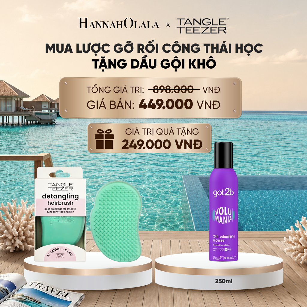  LƯỢC CHẢI GỠ RỐI TÓC ƯỚT CÔNG THÁI HỌC MÀU XANH LÁ TẶNG BỌT TẠO KIỂU LÀM PHỒNG TÓC LÊN ĐẾN 24H GOT2B_ D211 